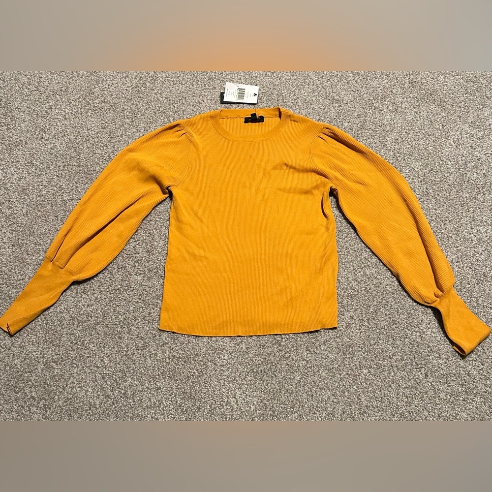 Lea & Viola Mustard Sweater with Cuffed Sleeves